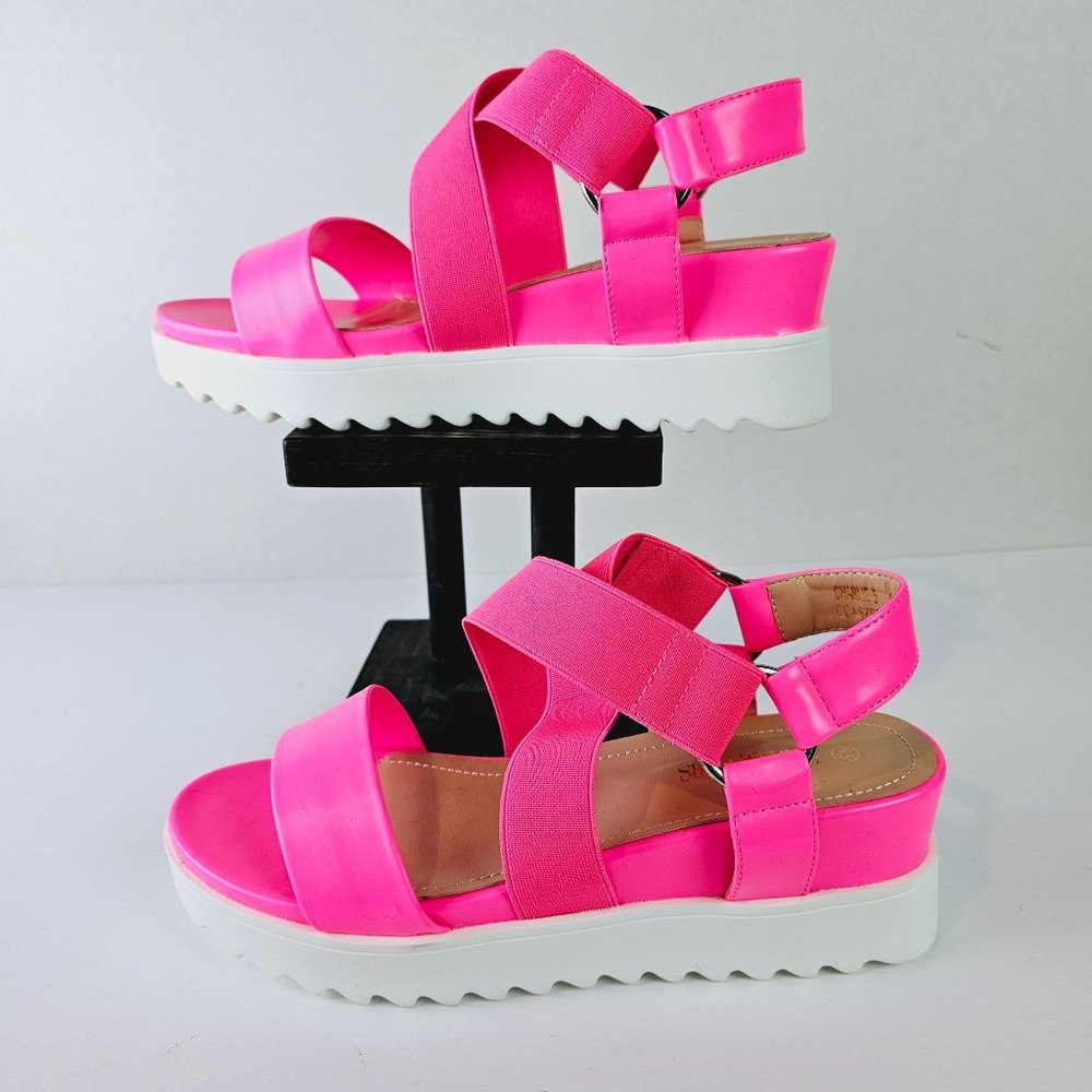 Dream Pairs Hot Pink Platform Wedge Sandals - Picture 2 of 7